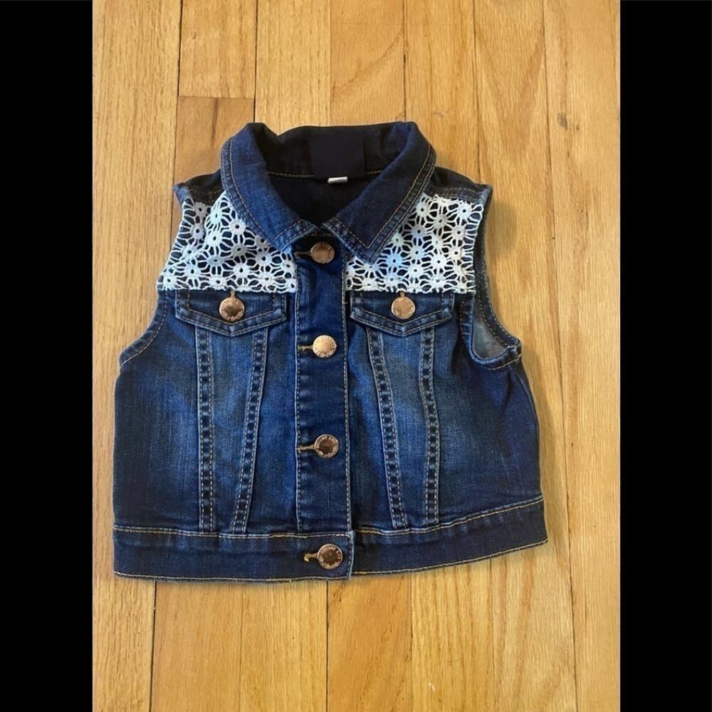 OSHKOSH GIRLS JEAN FULL SNAP VEST SIZE 3T MINT